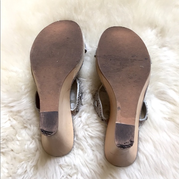 Arleen C Studded Silver Leather Wedge Sandals - Picture 4 of 8